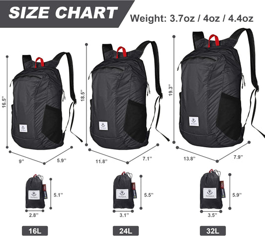 4Monster Hiking Daypack,Water Resistant Lightweight Packable Backpack for Travel Camping Outdoor