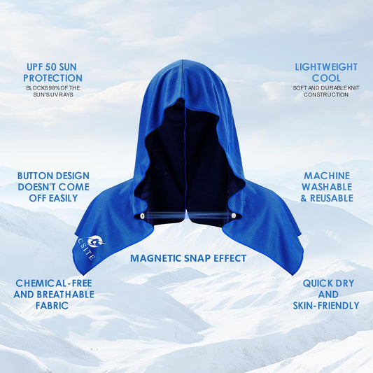 4 Pack Cooling Hoodie Towels for Neck and Face, UPF 50 Sun Protection & Instant Cooling, Ice Towels for Hot Weather, Soft Breathable Towel for Sport, Work Out, Gym, Camping & More Activities