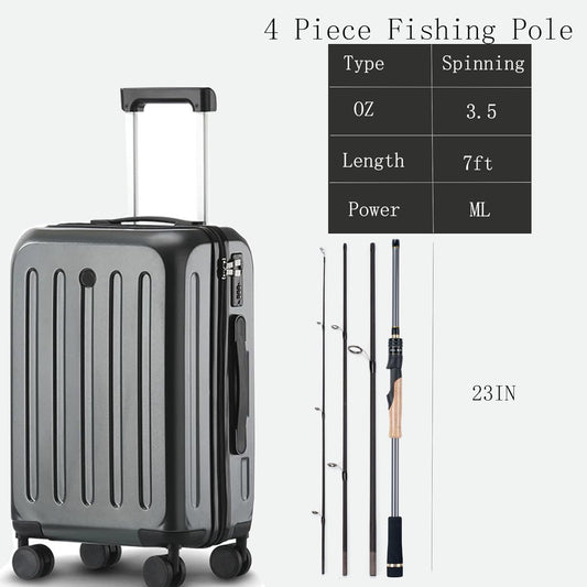 Travel Fishing Pole Combo, 4 Piece Carbon Fiber Spinning Rod Spinning Reel 7ft Braided Line Fishing Carrier Bag for Travel Saltwater Freshwater