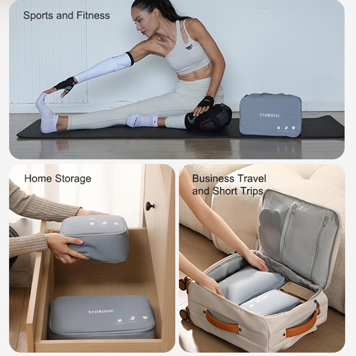 Travel Packing Cubes: Water-Resistant, Odor-Eliminating, Soft & Portable Luggage Organizer Bags for Socks, Underwear, and Gym Gear - Space-Saving, Blue(12.6” × 8.5” × 4.7”) M