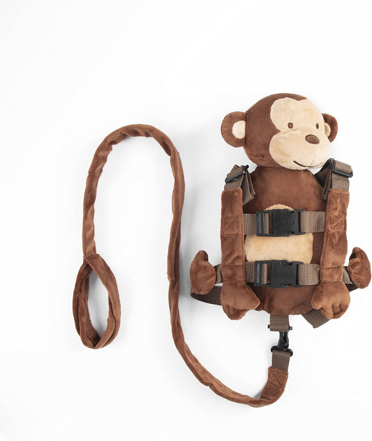 2 in 1 New Monkey Toddler Safety Harness Backpack Children's Walking Leash Strap(Brown)