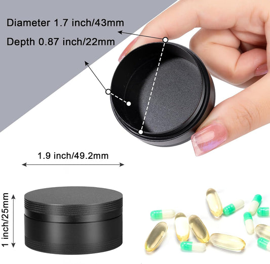 Portable Pill Case Pill Box Daily - Waterproof Single Metal Pill Organizer for Pocket Purse, Aluminium Alloy Round Daily Medicine Container to Hold Vitamins, Fish Oil Medium Size