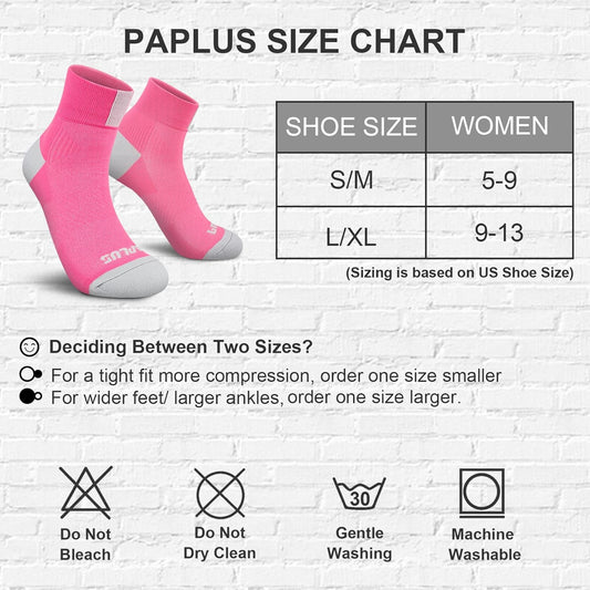 PAPLUS Ankle Compression Socks for Women 6 Pairs, Running Athletic Socks with Arch Support,Plantar Fasciitis Socks