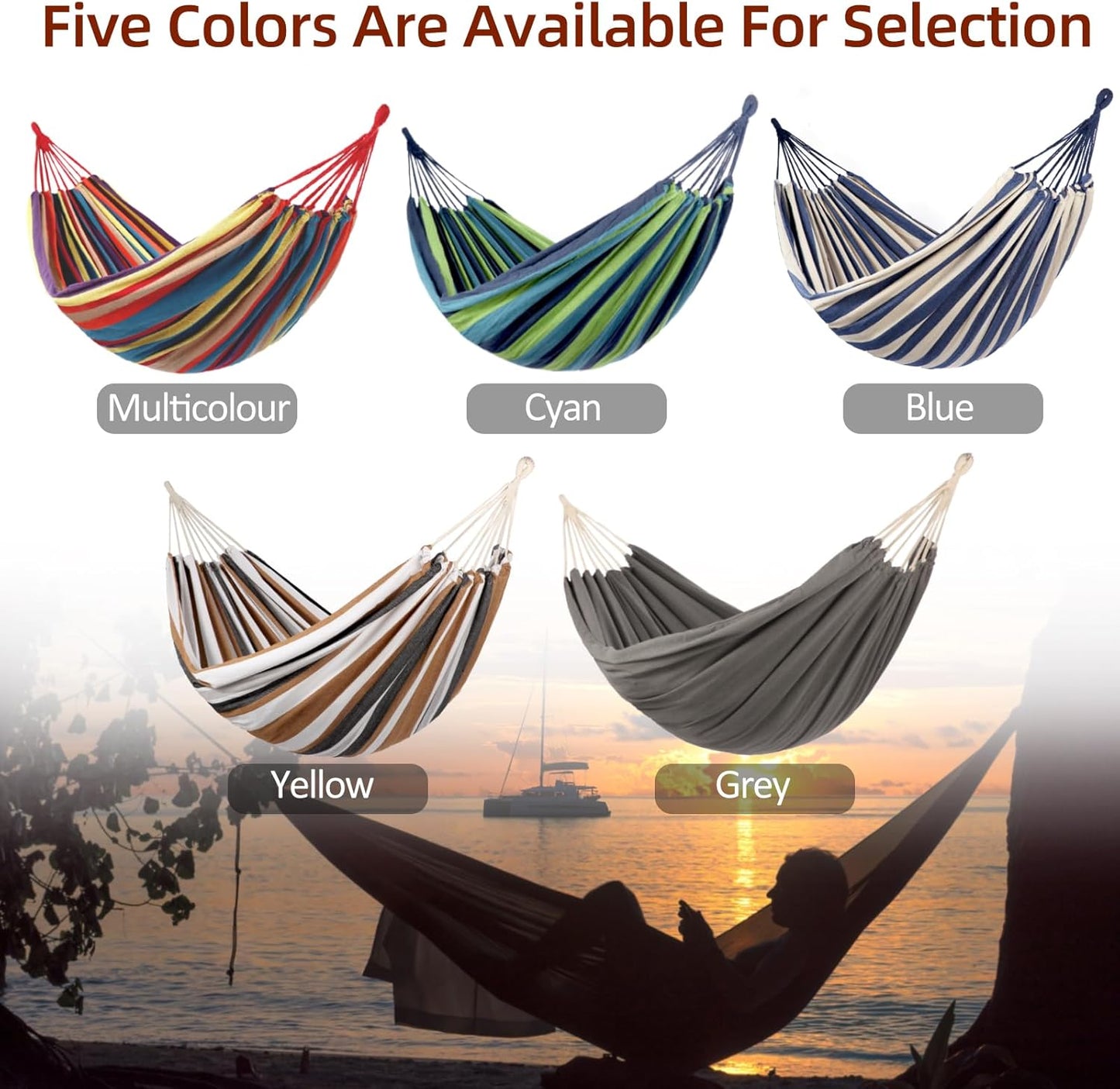 Camping Hammocks for Backyard Hanging Sturdy Garden Comfortable Fabric Hammock Indoor Tree Straps Up to 616lbs Weight Capacity with Travel Bag for Camping Portable Outdoor Patio (Blue)