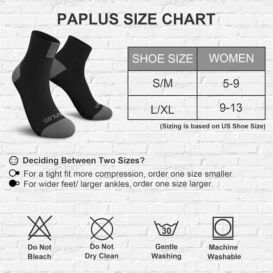 PAPLUS Ankle Compression Socks for Women 6 Pairs, Running Athletic Socks with Arch Support,Plantar Fasciitis Socks