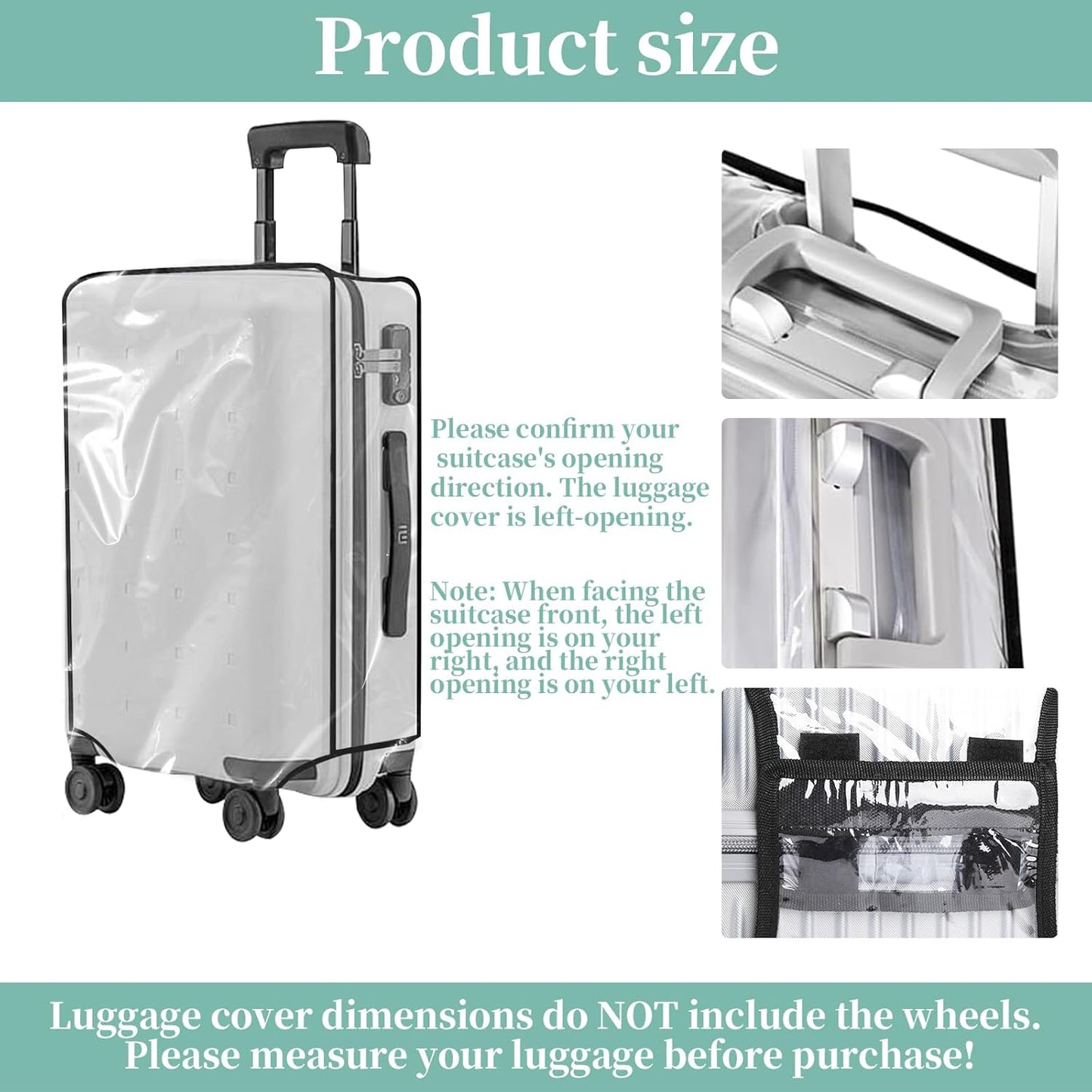 Clear PVC Luggage Cover, Waterproof Dustproof Anti-Scratch Suitcase Protector, Fits Wheeled Suitcases 18" 22" 24" 26" 28" 30" - Thicken Baggage Cover Case(20")