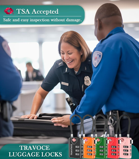 TSA Approved Luggage Locks, Travel Locks Which Also Work Great as Gym Locks, Toolbox Lock, Backpack and More 1,2,4,6 &10 pk (4 Colors)