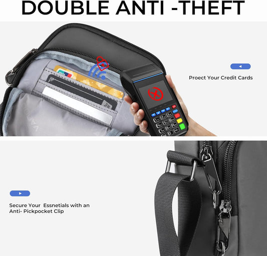 BROADREAM Small Crossbody Bag Men Women, Anti-Theft Crossbody Sling bags - Mini Shoulder Travel Bag for Hiking Sports