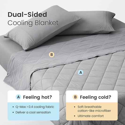 Cozy Bliss Cooling Throw Blanket for Hot Sleepers, Q-Max 0.4 Cooling Comfort 50x70, Cold Blankets for Night Sweats Sleeping, Ultra-Cool Lightweight Breathable Summer Blanket for Bed Travel
