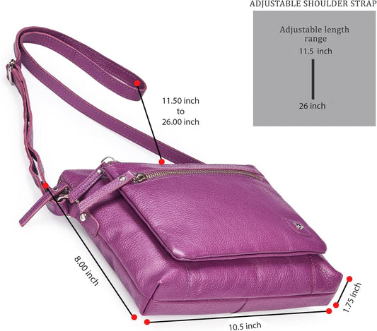 Wise Owl Accessories Small Soft Pebbled Real Leather Crossbody Handbags Purses Sling Crossover Shoulder Bag