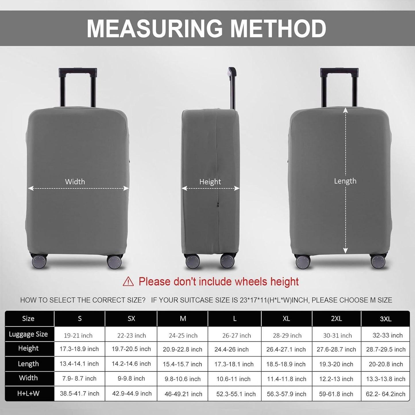 Travel Luggage Cover Suitcase Protector Scratch-Resistant Fit 19-31 Inch Suitcase, Not Included Suitcase (Slate Gray, 2XL(30-31 inch))