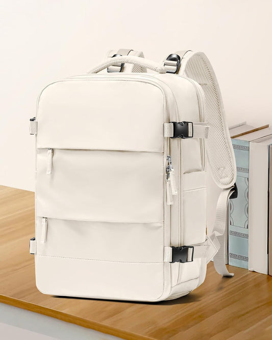 coowoz Travel Backpack For Women Men,Carry On Backpack,Hiking Backpacks Waterproof Outdoor Sports Rucksack Casual Daypack travel essentials(Off White)