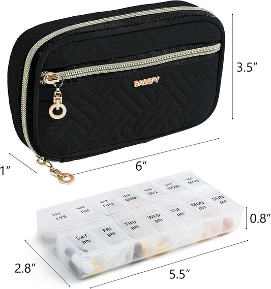 BAGSFY Pill Organizer Case 2 Times a Day- Weekly Medicine Organizer Travel Pill Box with Removable 7 Day Medicine Case Container for Fish Oil, Vitamin, Supplement