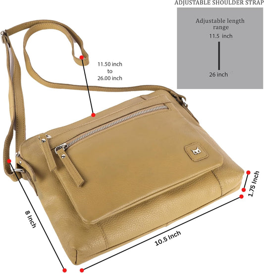 Wise Owl Accessories Small Soft Pebbled Real Leather Crossbody Handbags Purses Sling Crossover Shoulder Bag