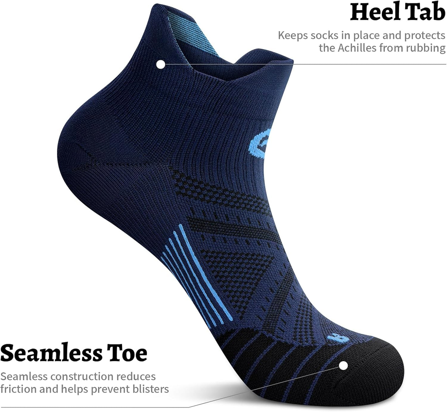 PAPLUS Ankle Compression Sock for Men and Women 2/4/6 Pairs, Low Cut Compression Running Sock with Ankle Support