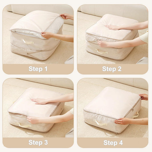 Ultra Space Saving Self Compression Organizer, 2025 New Large Capacity Storage Bag, Self Compression Heavy Duty Organizer for Comforters Blanket Bedding Duvet (Gray, Thin Version, X-Large, 21x17x24in)