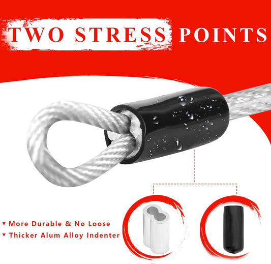 1/8 inch Stainless Steel Security Cable with Hooks 2.6 FT Luggage Lock Security Cable with Loops(10Pack )
