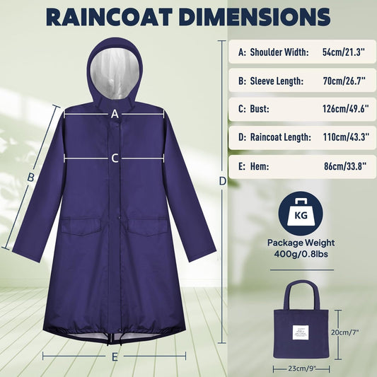 ANYOO Waterproof Rain Poncho Lightweight Reusable Hiking Hooded Coat Jacket for Outdoor Activities