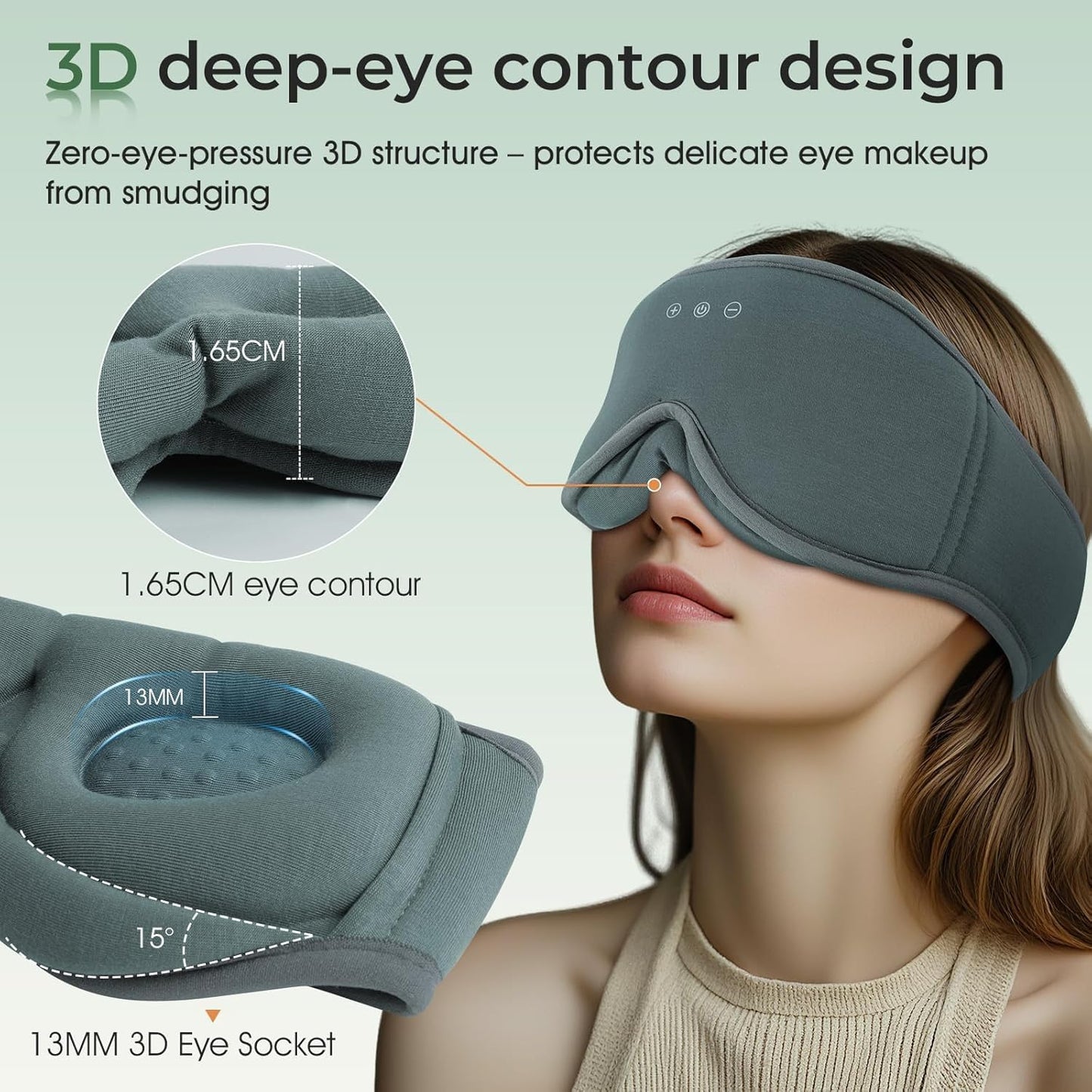 Sleep Mask with Headphones Bluetooth 5.4,LC-dolida 2025 New 3D Bluetooth Sleep Mask Headphones with Soft Bamboo Cotton for Side Sleepers Women Men, Sustainable Luxury for Better Sleep