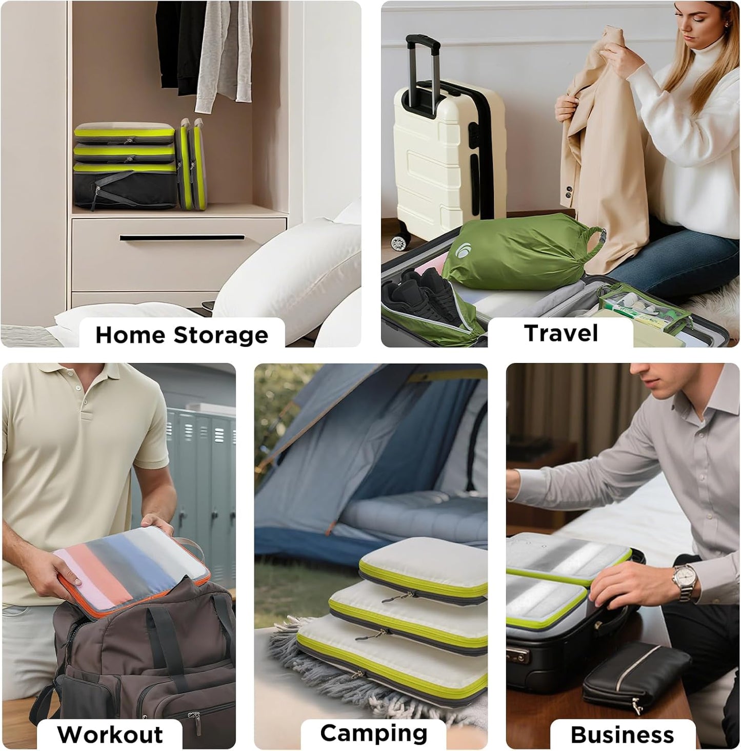 Cipway Compression Packing Cubes, See Through Mesh Luggage Organizer Bags, Travel Essentials for Carry on Suitcase with Laundry Bag and Clear Toiletries Bag(6 Pcs,Blue)
