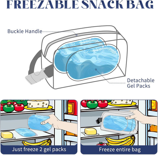 Cerbonny Small Cooler Bag Freezable Lunch Bag for Work School Travel,Small Lunch Bag,Small Insulated Bag For Adults/Kids,Freezer Lunch Bags,Mini Lunch Bag Fit For Yogurt(Blue with white dots)