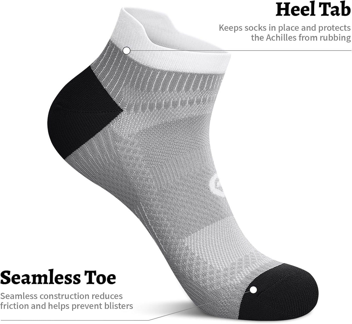 PAPLUS Ankle Compression Sock for Men and Women 2/4/6 Pairs, Low Cut Compression Running Sock with Ankle Support