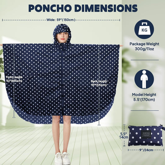 ANYOO Waterproof Rain Poncho Lightweight Reusable Hiking Hooded Coat Jacket for Outdoor Activities