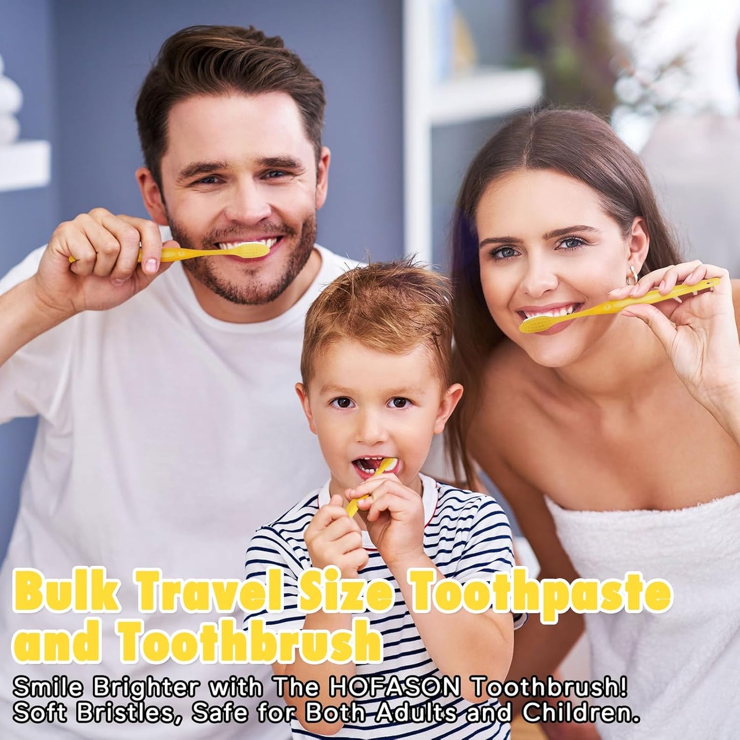 HOFASON Disposable Toothbrushes with Toothpaste Pack of 1000, Yellow Hollow Travel Toothbrush Set with 5g Toothpaste Individually Wrapped Toothpaste Bulk for Homeless, Nursing Home, Shelter, Hotel