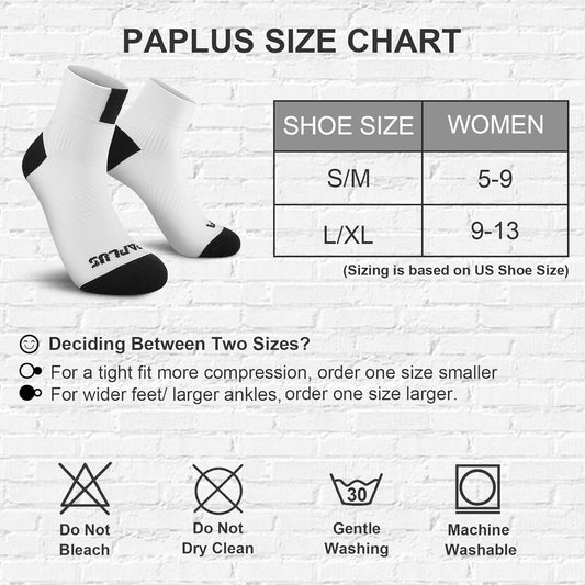 PAPLUS Ankle Compression Socks for Women 6 Pairs, Running Athletic Socks with Arch Support,Plantar Fasciitis Socks