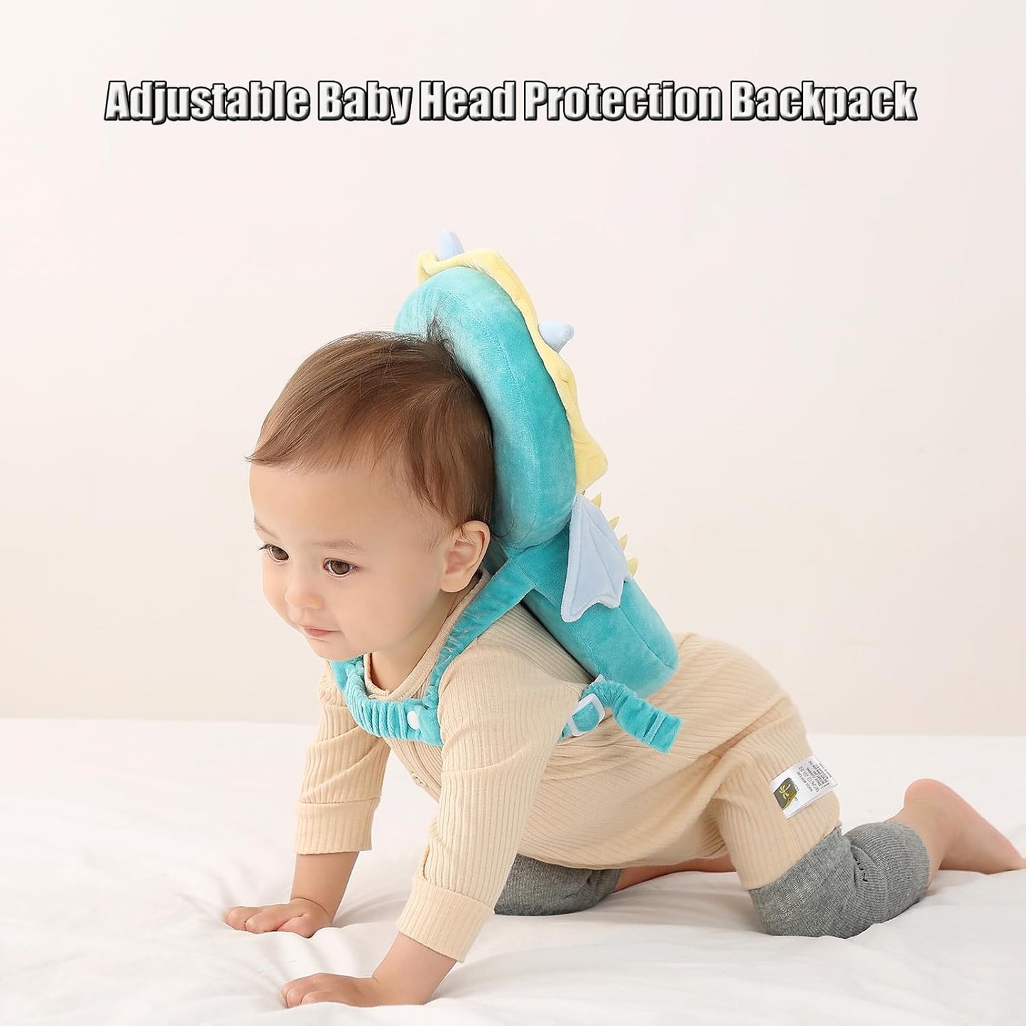 Feidoog Baby Head Protector Cushion Backpack with 3 Knee Pads for Walking & Crawling,Dragon
