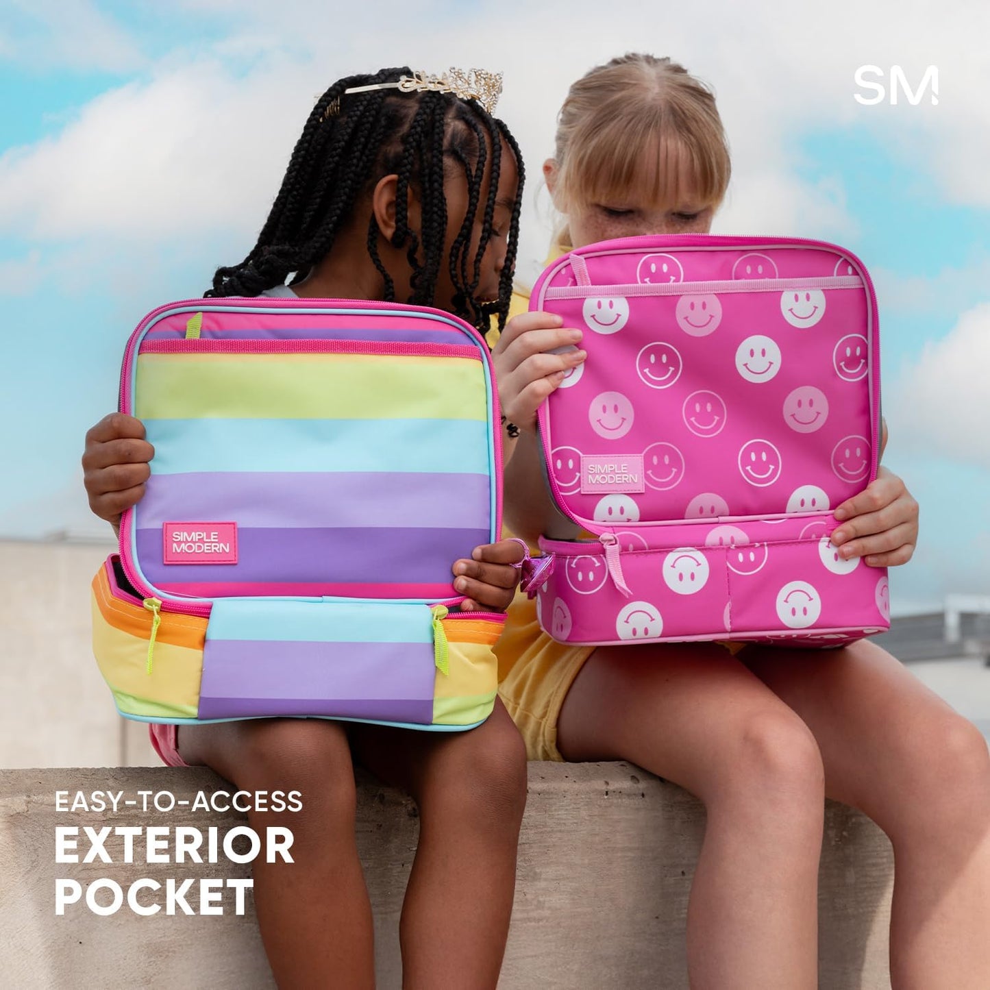 Simple Modern Bluey Kids Lunch Box for School | Reusable Insulated Lunch Bag for Toddler, Girl, and Boy | Exterior & Interior Pockets | Hadley Collection | Bluey Checkmate