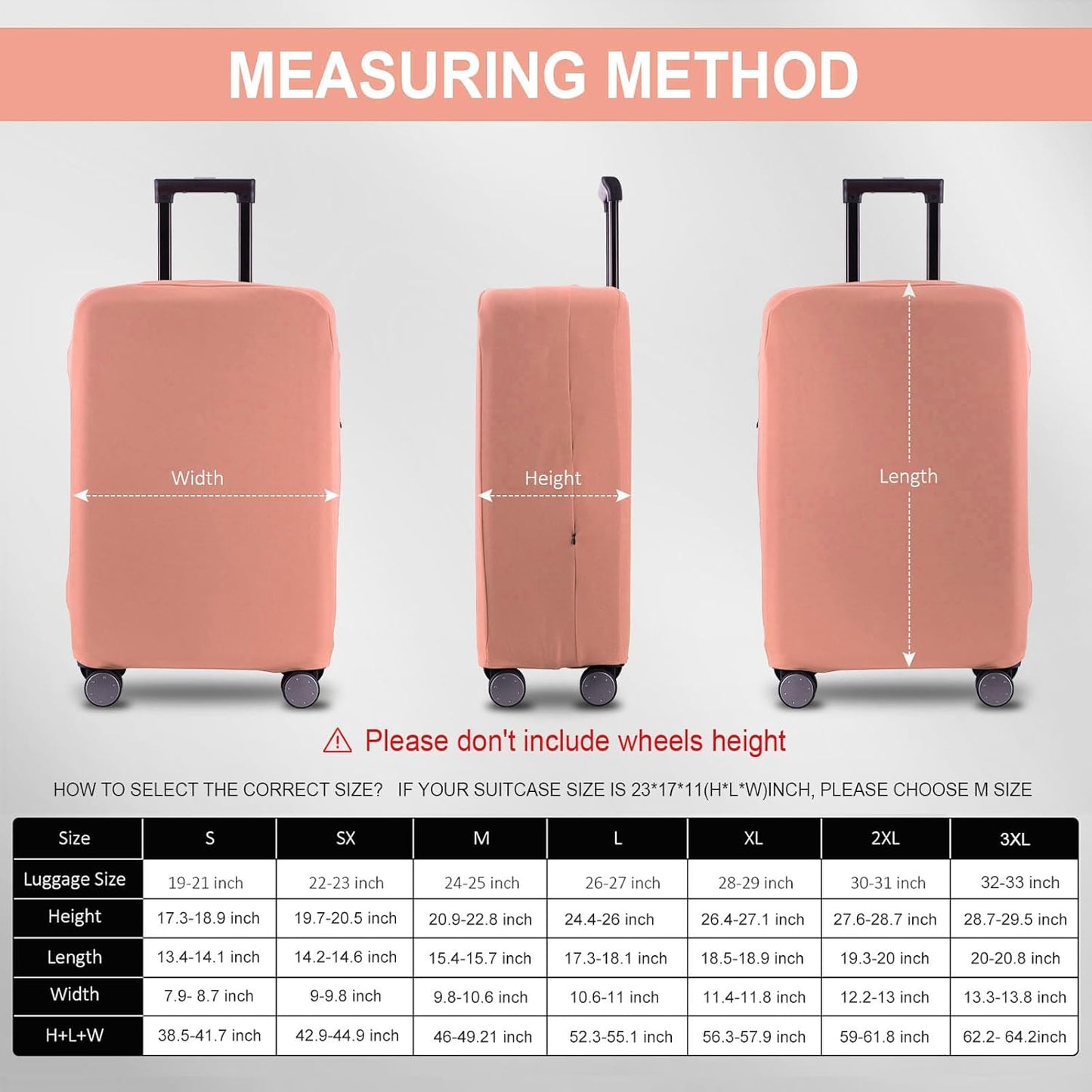Travel Luggage Cover Suitcase Protector Scratch-Resistant Fit 19-31 Inch Suitcase, Not Included Suitcase (Pink, 2XL(30-31 inch))