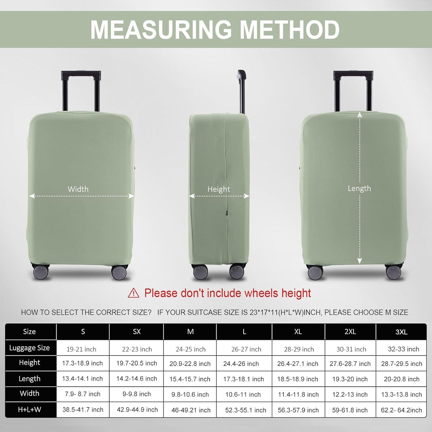 Travel Luggage Cover Suitcase Protector Scratch-Resistant Fit 19-31 Inch Suitcase, Not Included Suitcase (Cyan, M(24-25 inch))