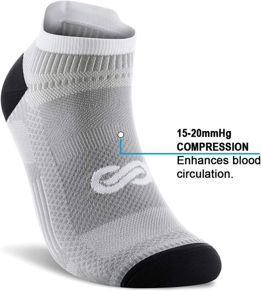 PAPLUS Ankle Compression Sock for Men and Women 2/4/6 Pairs, Low Cut Compression Running Sock with Ankle Support