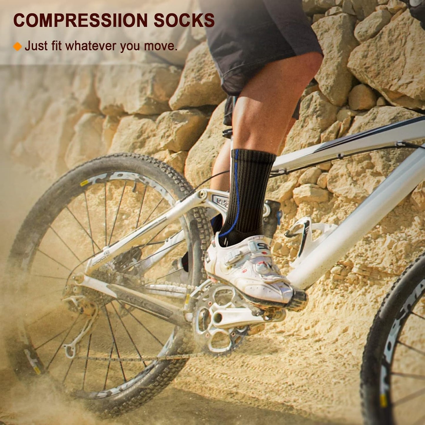 BULLIANT Compression Socks for Men 6Pairs, Athletic Crew Socks Cushioned For Men Sports Running-Arch Support