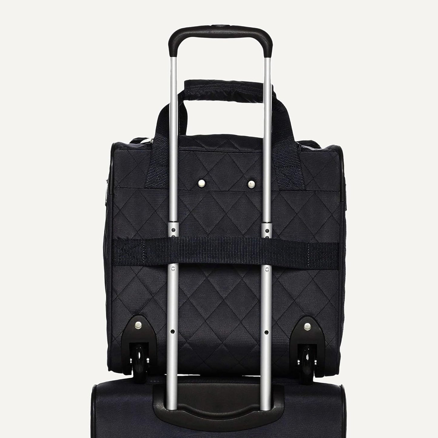 Amazon Basics Underseat Carry On Luggage with Wheels - 14" Rolling Travel Bag, Black Quilted