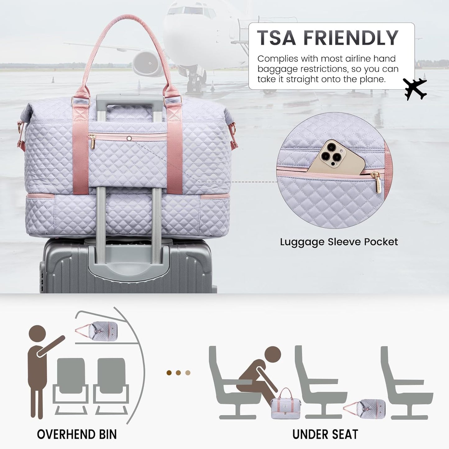 LOVEVOOK Travel Duffle Bag,Weekender Bags for Women with Shoe Compartment,Carry on Overnight Bag with Toiletry Bag,Gym Duffel Bag with Wet Pocket, Hospital Bags for Labor and Delivery