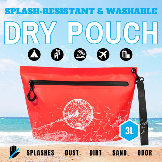 Tactiko Heavy-Duty Splash Water Resistant Zipper Pouches - Hold-All Organizers for Dry Bags, Travel Bags (Red)