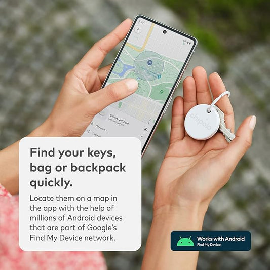 Chipolo ONE Point - 4 Pack - Key Finder, Bluetooth Tracker for Keys, Bag, Item Finder - Works with Google's Find My Device app (Android only) (Off White)
