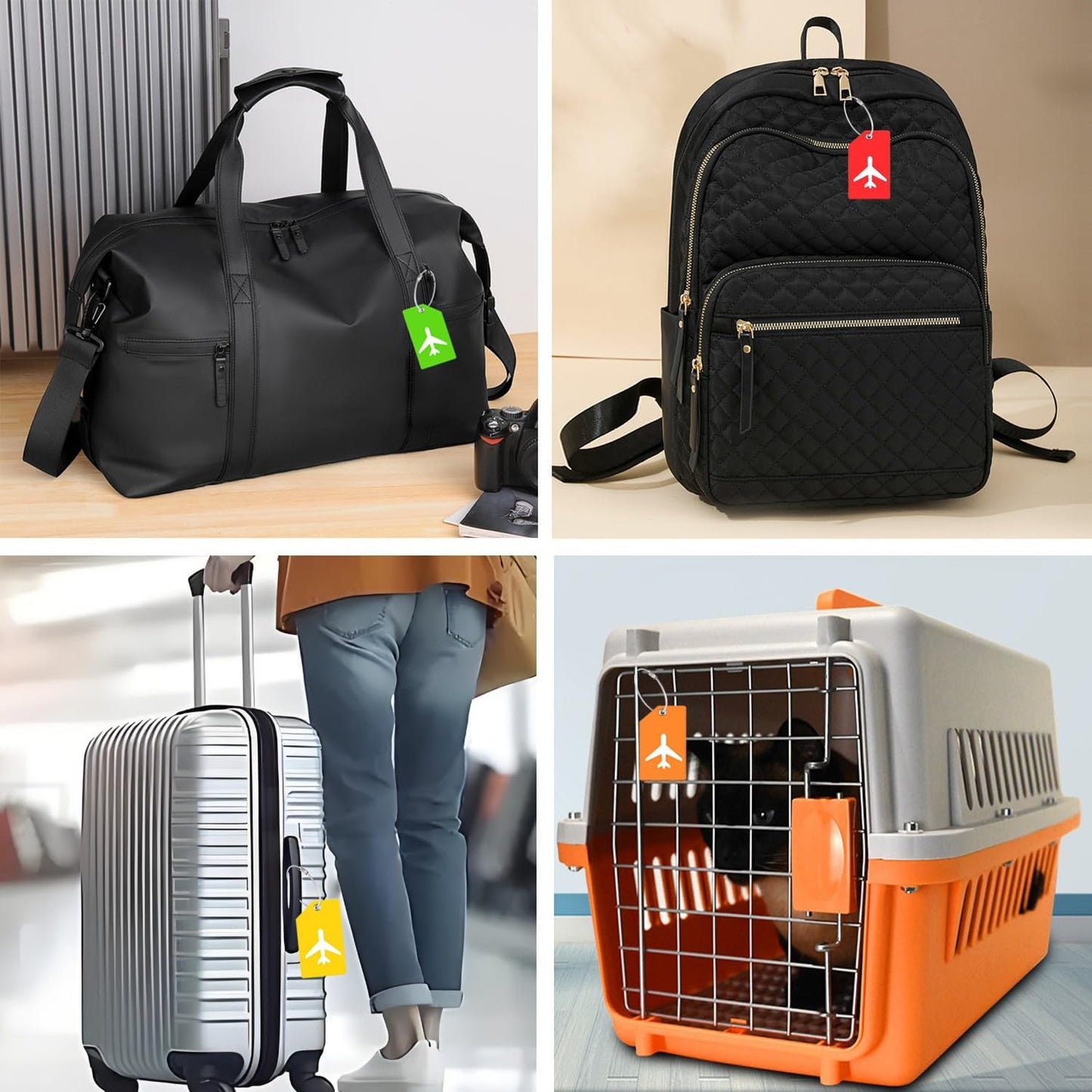 7 Pack Silicone Luggage Tag Baggage Handbag Travel Suitcase Tags with Name ID Card Perfect to Quickly Spot Luggage Suitcase (Purple)