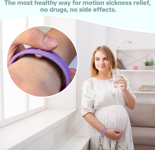 Hion Motion Sickness Bracelets Sea Sickness Wristbands for Motion Sickness/Morning Sickness/Pregnancy Nausea Anti Nausea Bands Acupressure Wristband Motion Sickness Bands(2Pairs Transparent