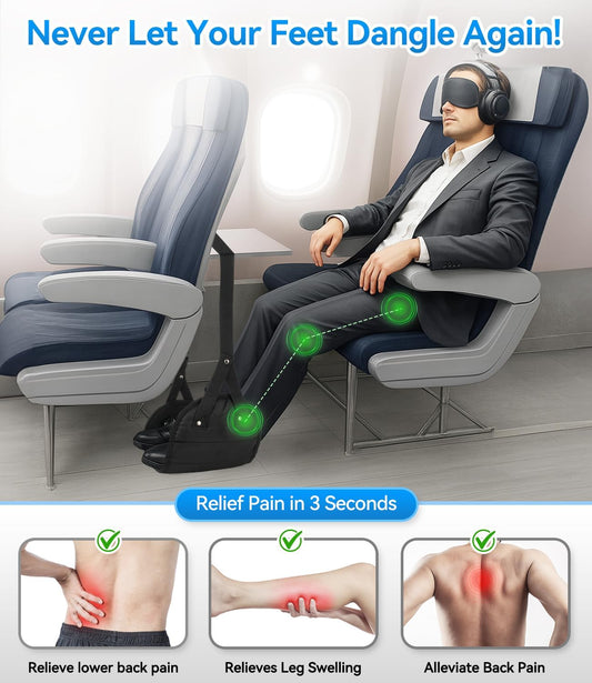 Ergonomic Airplane Foot Hammock(Memory Foam)-Ultimate Comfort Foot Hammock for Plane Travel Essentials to Relax Your Feet, Portable Airplane Foot Rest with Adjustable Strap, Perfect for Long Flight