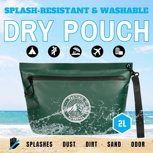 Tactiko Heavy-Duty Splash Water Resistant Zipper Pouches - 2L Hold-All Organizers for Dry Bags, Travel Bags (Green)