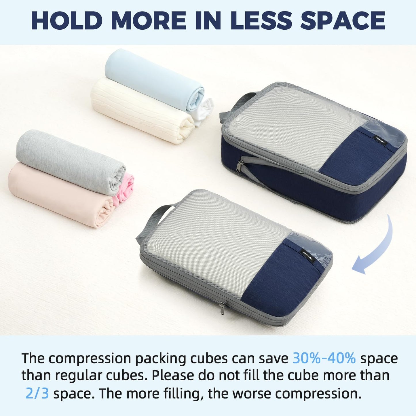 BAGAIL 6 Set/4 Set Lightweight Compression Packing Cubes for Travel, Anti-Tearing Expandable Organizer Bags for Suitcase