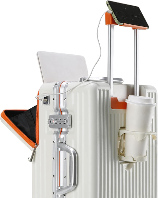 Hard Shell Luggage 20 Inch Travel Luggage, 22x14x9 Airline Approved with TSA Lock, PC+ABS Aluminum Frame, Lightweight Travel Luggage 20'' 24'' 26'' Carry-On (orange, 20 inch)