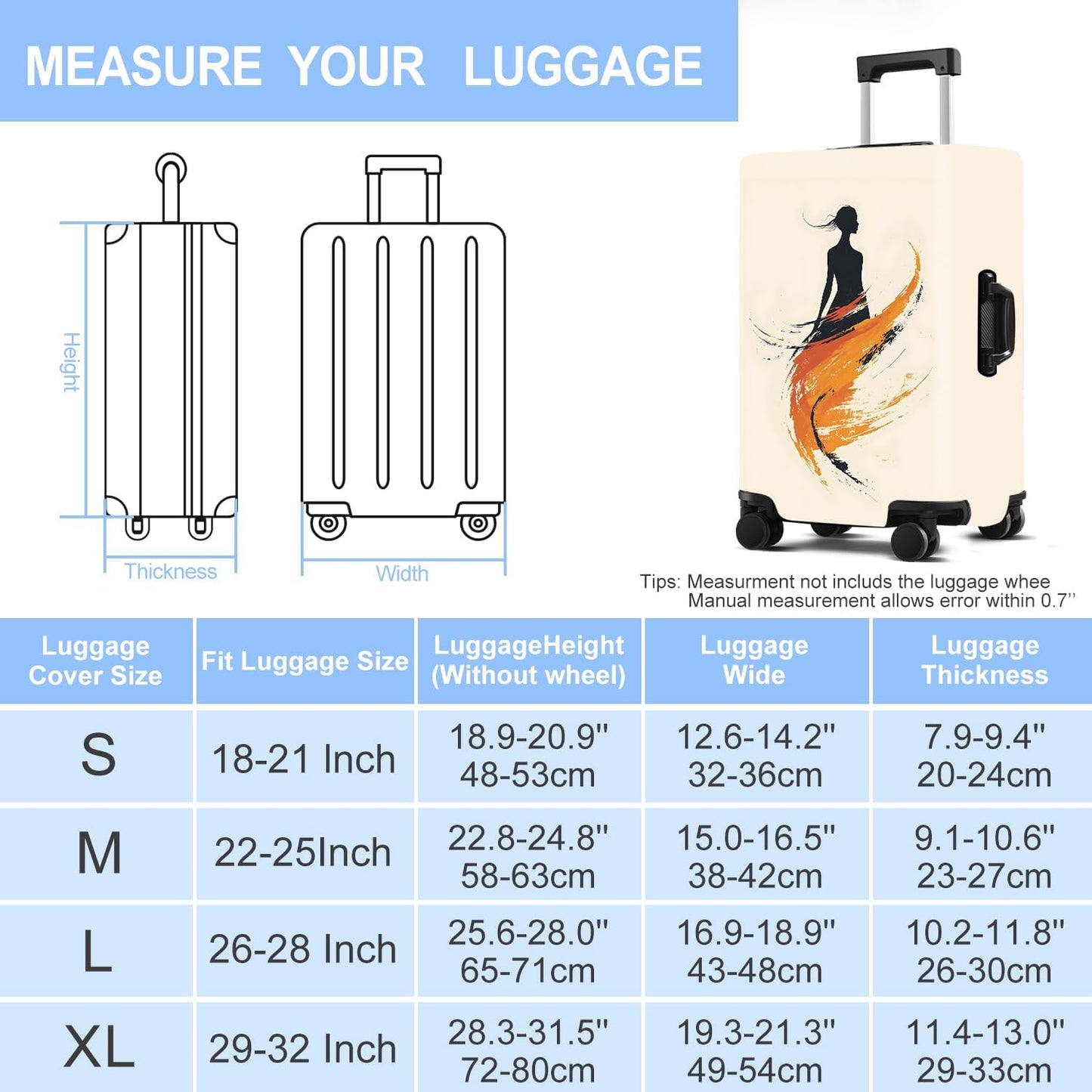 Luggage Cover Washable Suitcase Protector Anti-scratch Suitcase cover Fits 20-34 Inch Luggage (Girl-6, L(28-30inch suitcase))