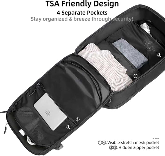 GHERSON Travel Laptop Backpack, TSA Friendly Flight Approved Carry-on Luggage,Water-resistant Lightweight Business Rucksack,Durable Large Weekender Bag Daypack Fits 17.3 Inch Laptop