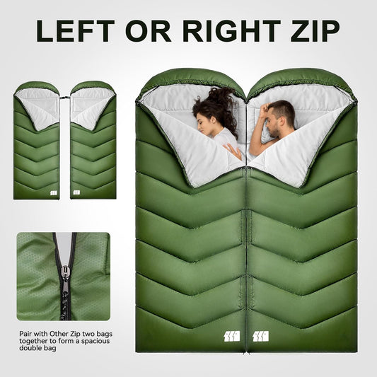 Sleeping Bags for Adults Cold Weather,Portable, Waterproof,Lightweight Camping Sleeping Bag for Tall Girls Boys with Compression Sack for Warm Camping, Hiking, Outdoor & Indoor