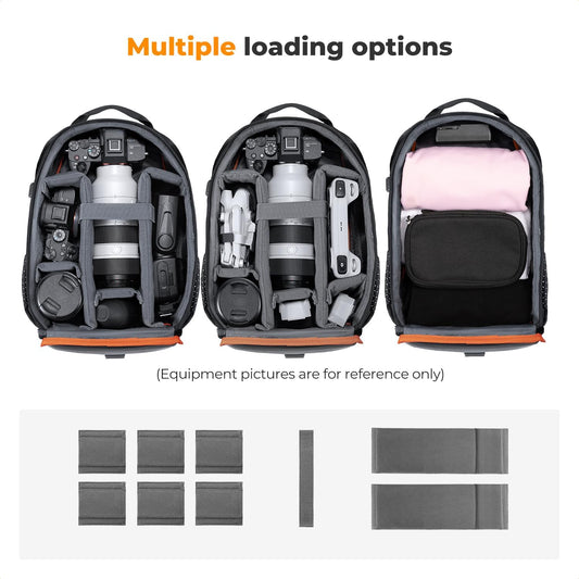 K&F CONCEPT Camera Backpack for Photographers Photography Camera Bag Multi-Functional Camera Bags for Men Women (10L)