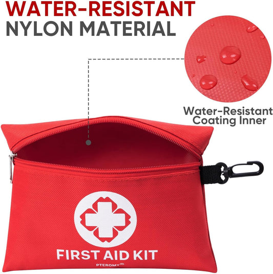 PTEROMY 150 Piece Mini First Aid Kit, Portable Small Emergency Kits Compact 1st Aid Kit for Car, Travel, Home, Camping, Outdoor, Hiking